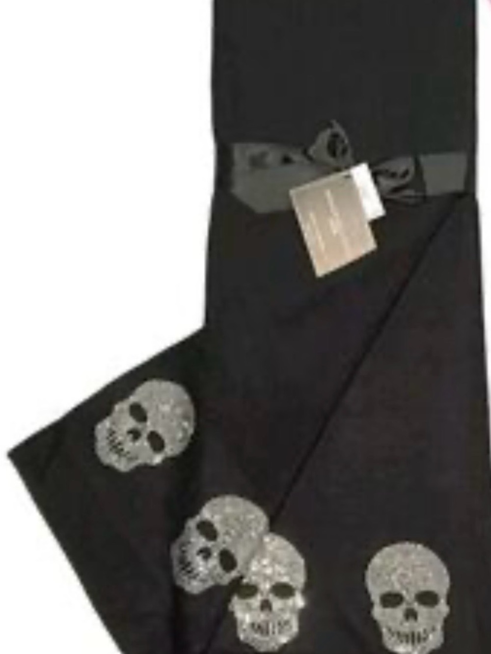 Magaschoni Black Scarf with Silver Skull Embellishments